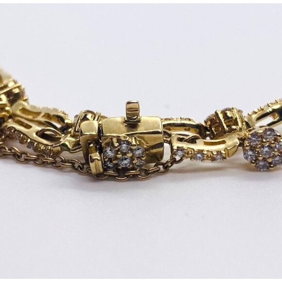 Sold!!! LeVian 14k Yellow Gold 1.39 CTW Diamond Link Safety Chain Bracelet - Picture 2 of 12
